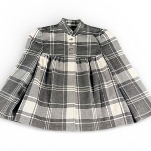 MIXXIT‎ Women Plaid Fit Flare Collared Button Front Jacket Coat XS
